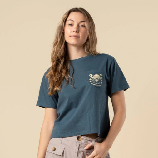 Keep Our Forests Green and Growing Boxy Crop Tee - Navy Blue