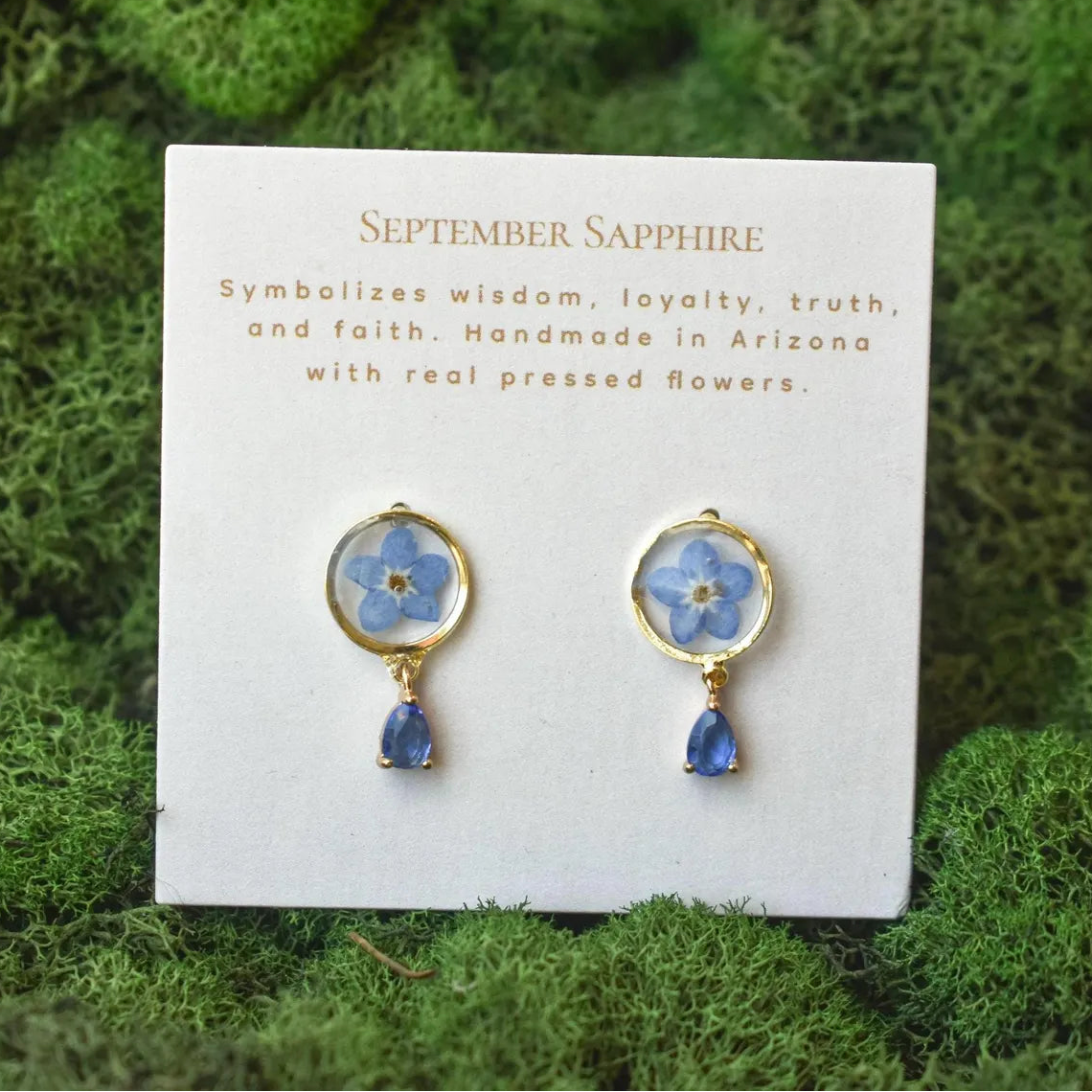Handmade Birth Month Gemstone and Flower Earrings