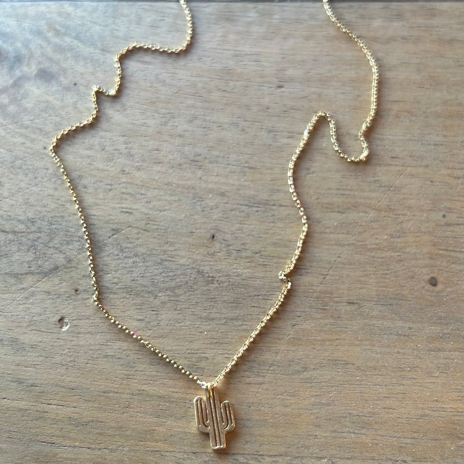Ribbed Cactus Pendant Necklace