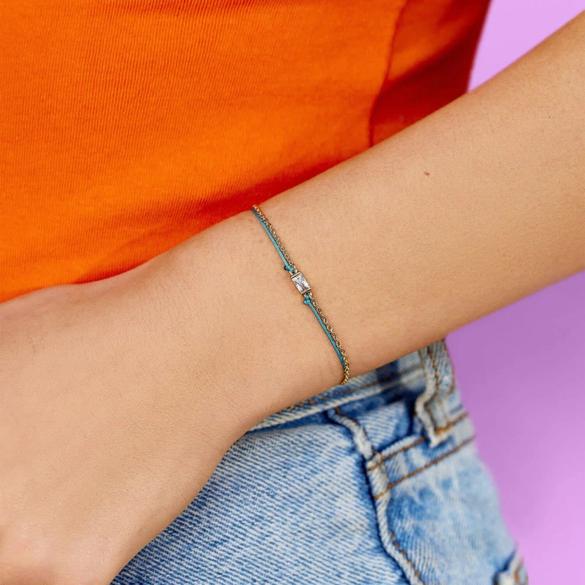 Dainty String and Chain Slider Bracelet