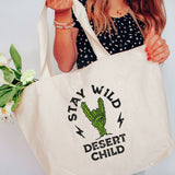 Stay Wild Rockin' Cactus Tote Bag