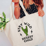 Stay Wild Rockin' Cactus Tote Bag