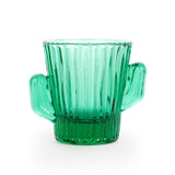 Green ribbed cactus shaped shot glass with two handles