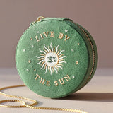 Sun and Moon Embroidered Velvet Jewelry Case
