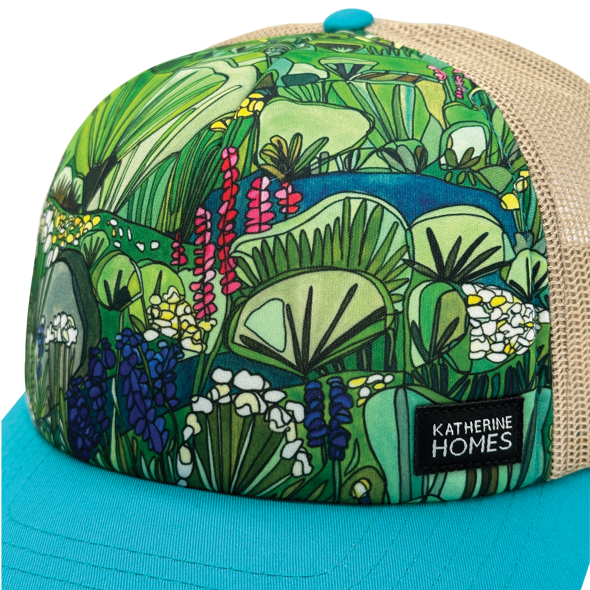 Sagebrush and Wildflowers Trucker Hat | Teal and Oat