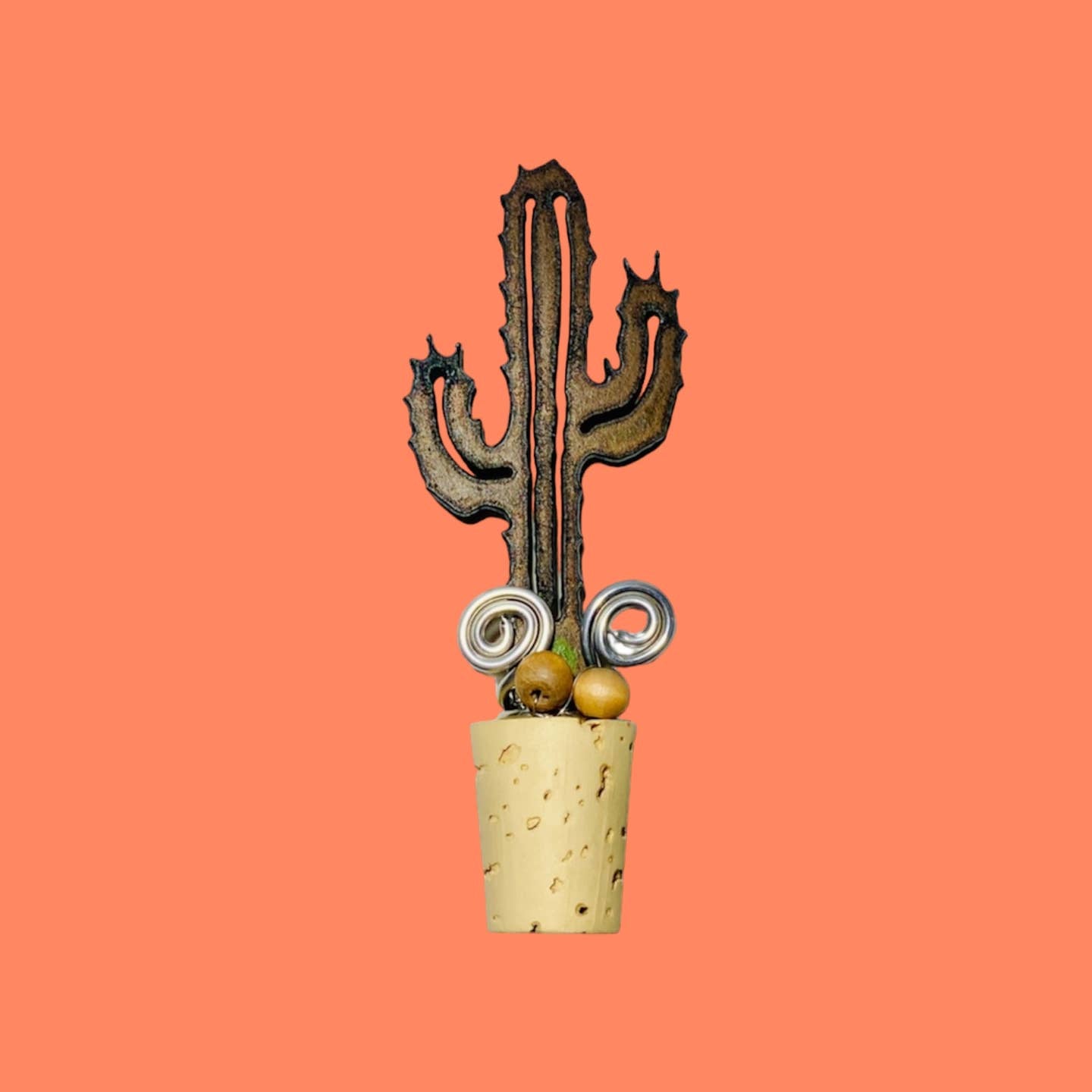 Metal Saguaro Cactus Wine Stopper Cork
