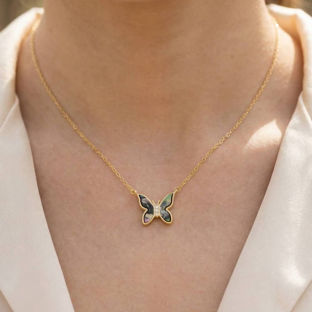 Gold Dipped Mini Butterfly Pendant Necklace