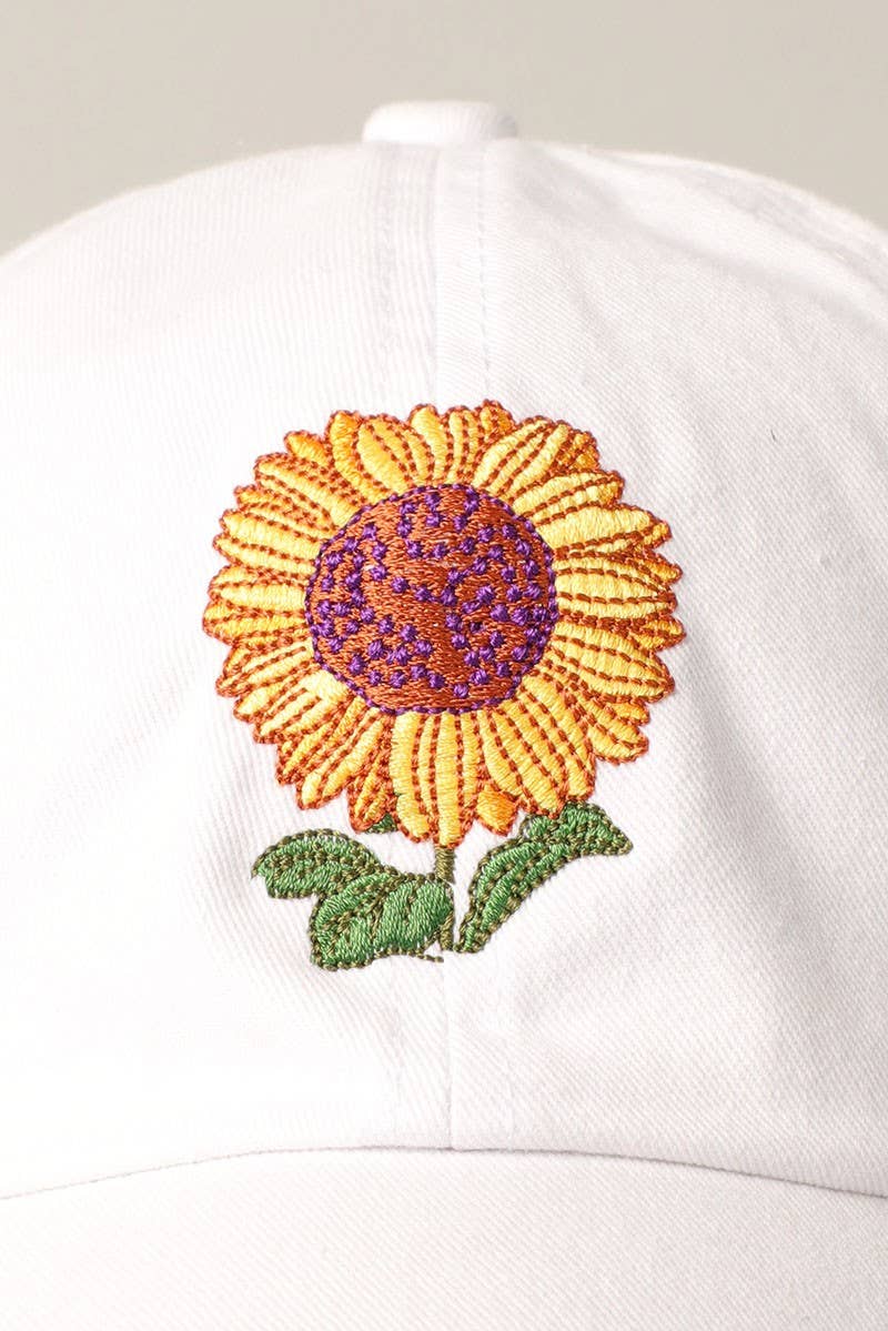 Sunflower Embroidery Baseball Cap Hat