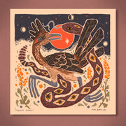 Desert Dance Roadrunner & Rattlesnake - 8x8 Art Print