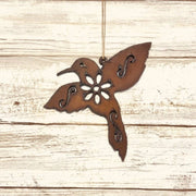 Floral Hummingbird Rustic Metal Ornament