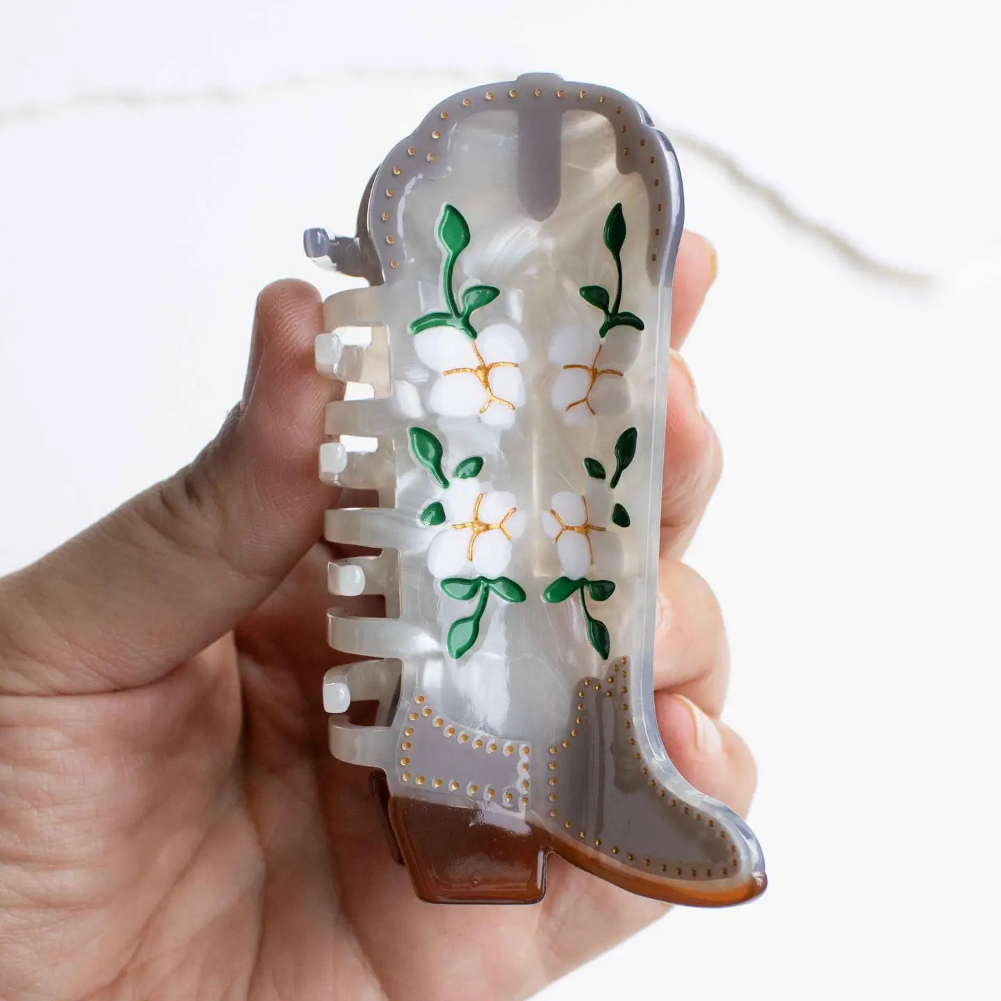 Floral Cowboy Boot Claw Clip