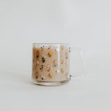 Clear glass mug with a delicate mountain wildflowers print