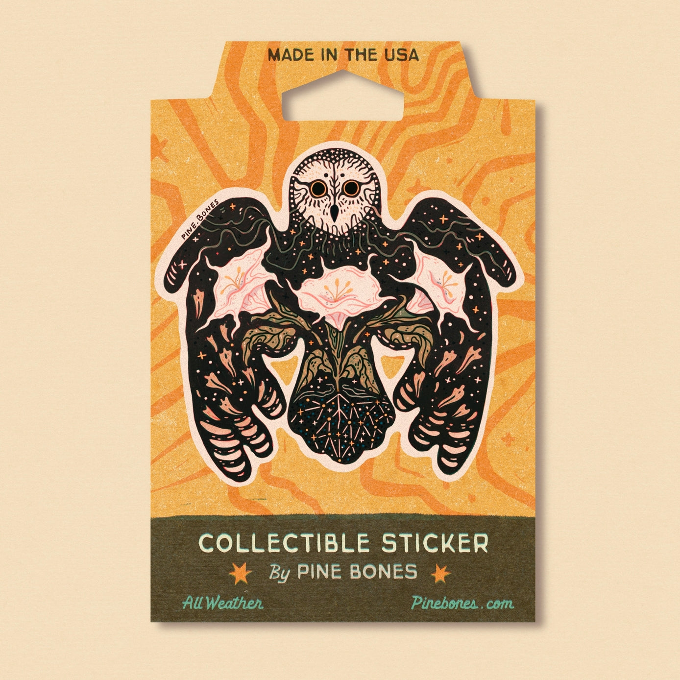 Owl & Moonflowers Sticker