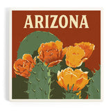 Arizona prickly pear bloom coaster featuring vibrant orange and yellow blossoms.