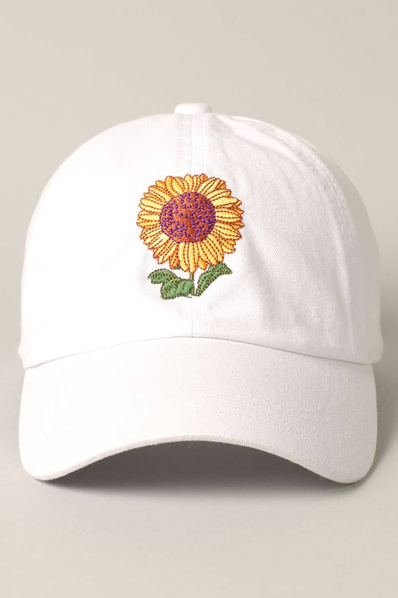 Sunflower Embroidery Baseball Cap Hat