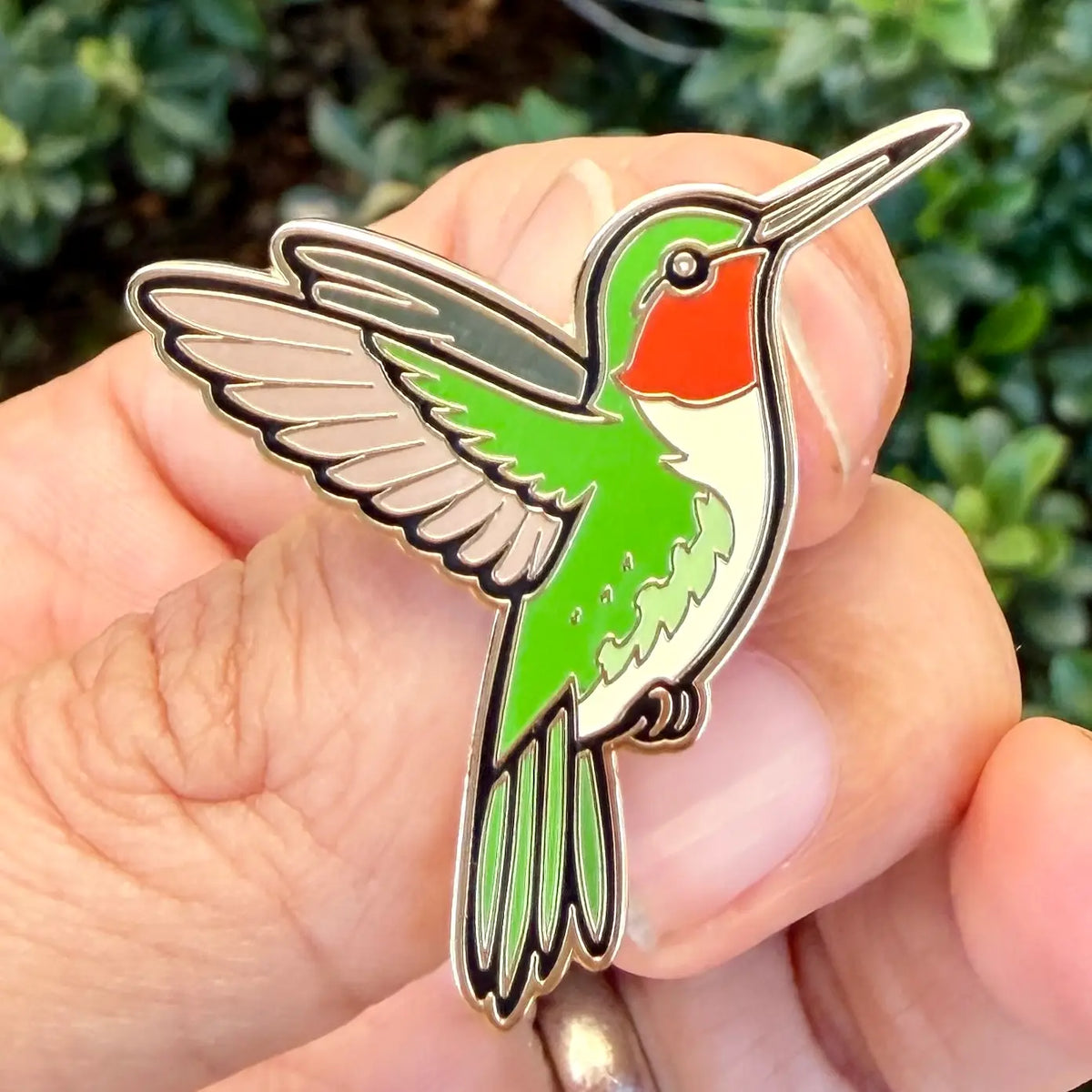 Ruby-Throated Hummingbird Enamel Pin