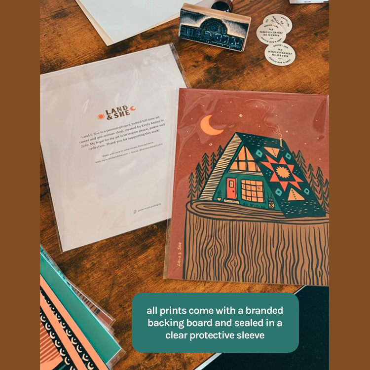 A-Frame Cabin On Tree Stump Print 8 x 10