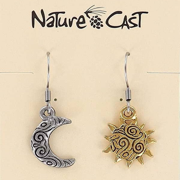 Whimsical Sun and Moon Dangle Earrings