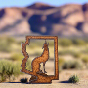 Arizona Outline with Coyote Rustic Metal Cutout Standee