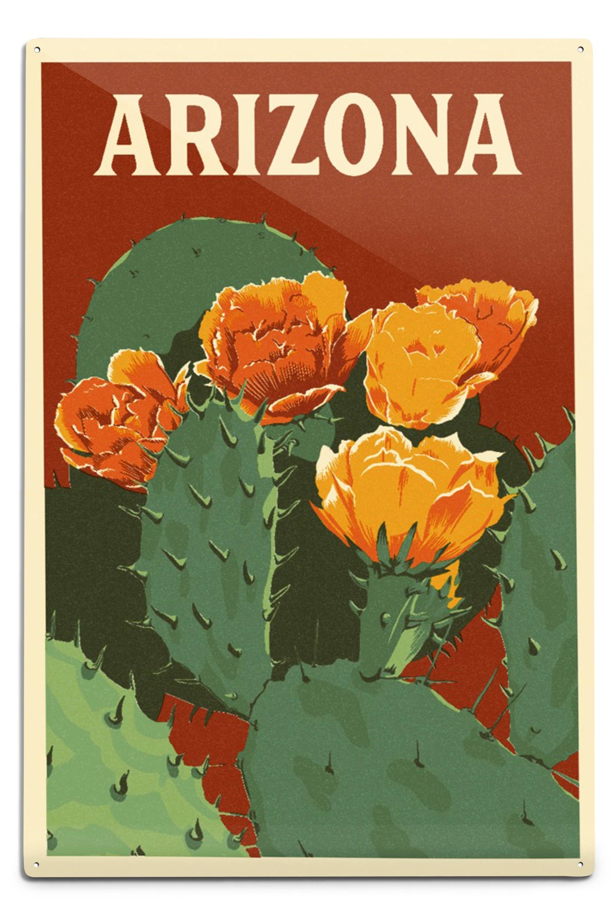 Arizona Prickly Pear Cactus Metal Sign