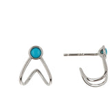 Gemstone ear jacket earrings with turquoise cabochons and silver jackets