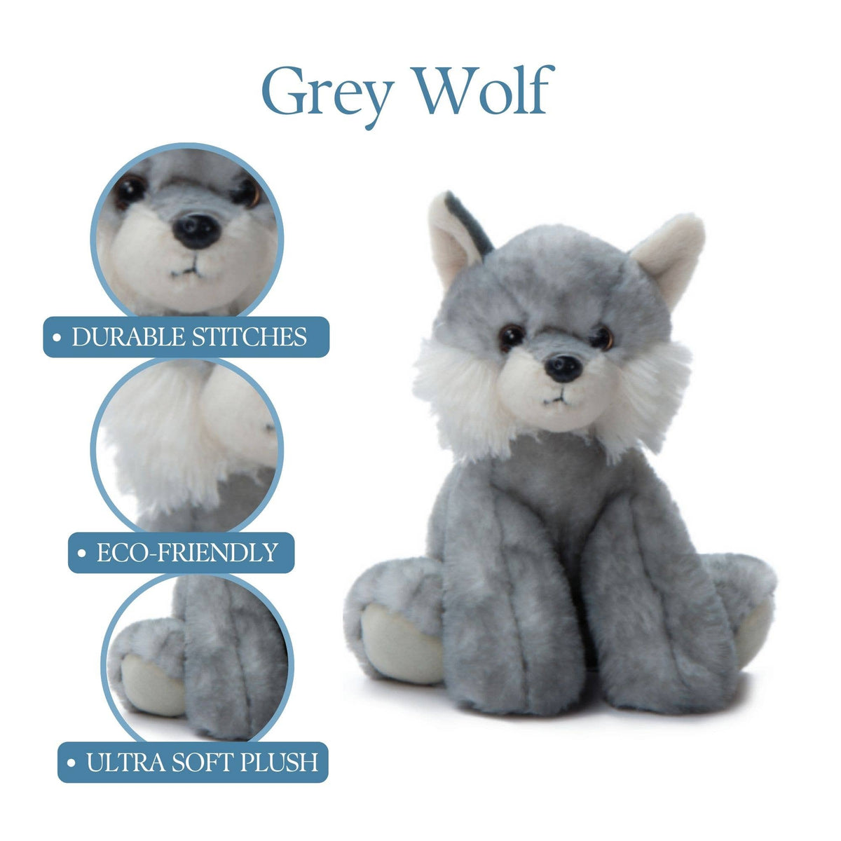 8" Wild Onez Grey Wolf Plushie