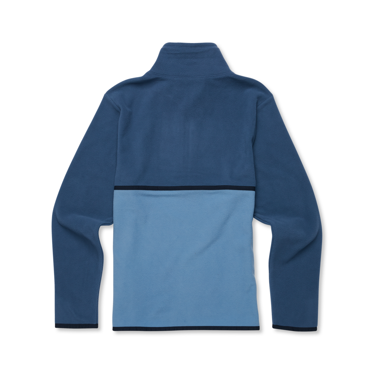 Back view of a blue two tone Cotopaxi Amado Fleece Pullover for men