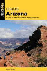 Hiking Arizona book cover showing canyon scenery and hikers on a red rock trail.