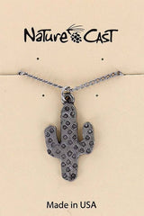 Silver Textured Saguaro Cactus Necklace