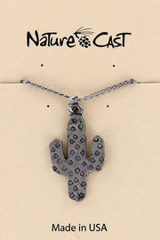 Silver Textured Saguaro Cactus Necklace