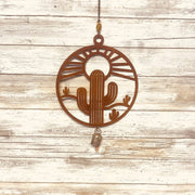 Southwest Saguaro Cactus Sunburst Landscape - Desert Garden Chime