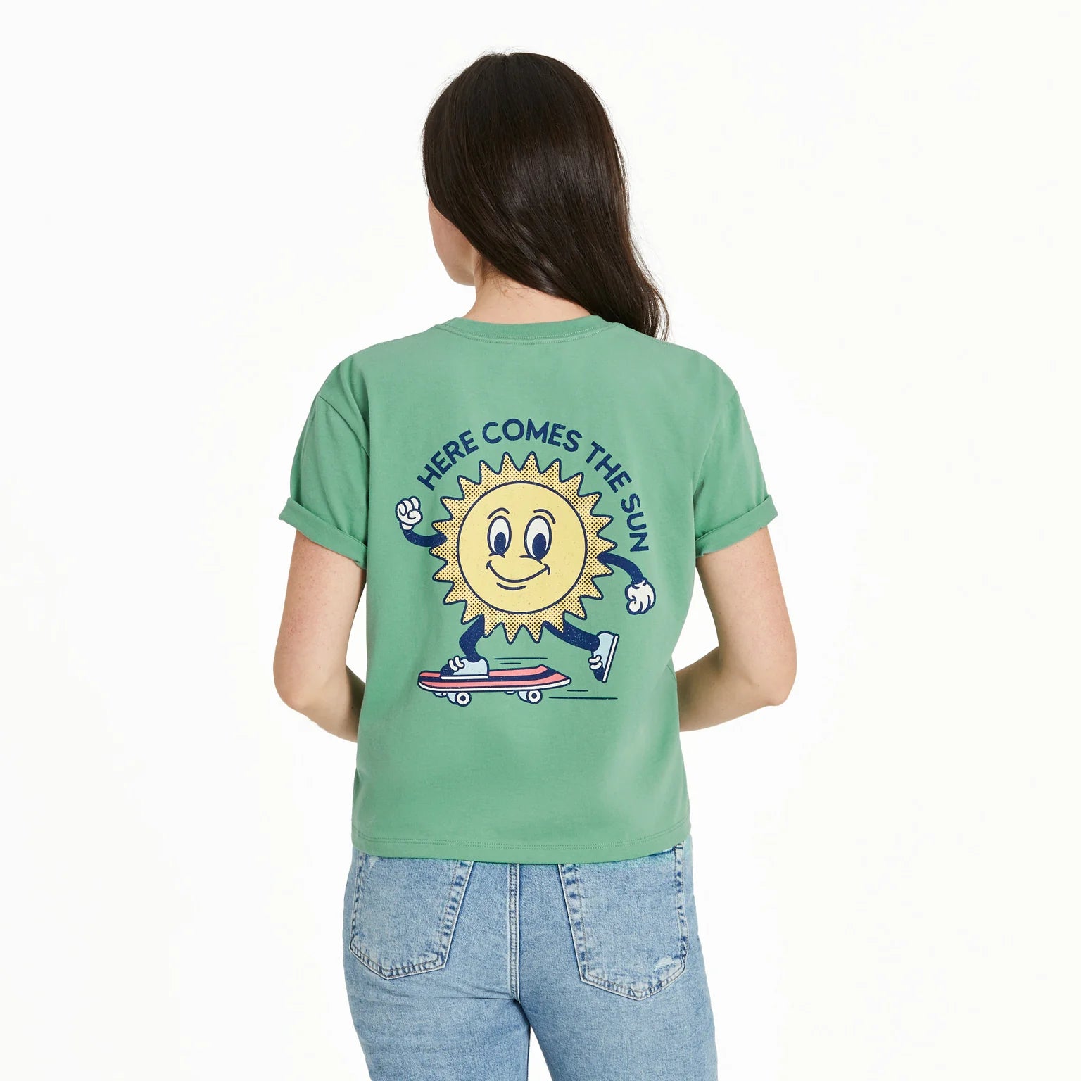Here Comes the Sun Skateboarding Crop Tee