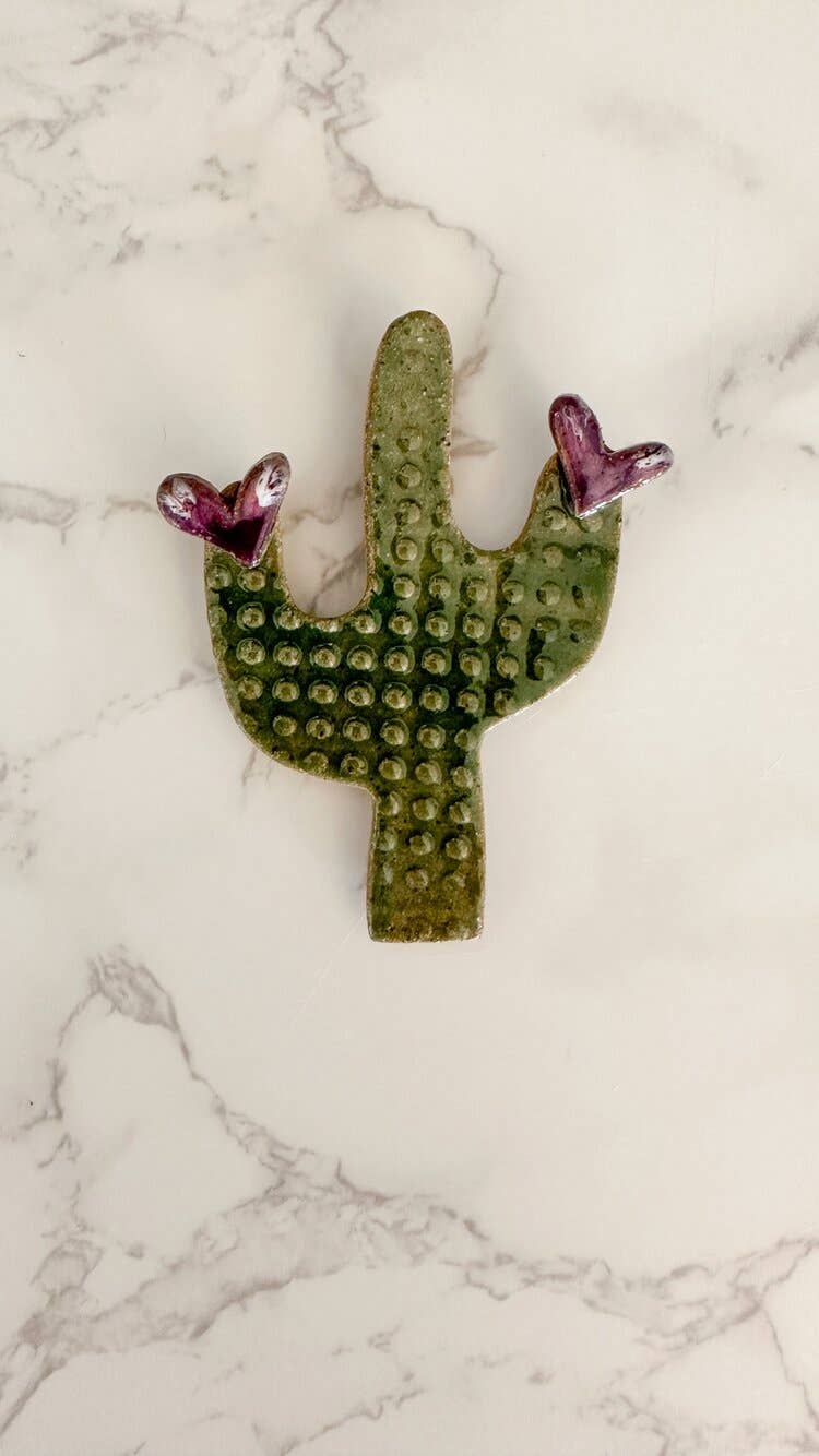 Green Saguaro Cactus Ceramic Magnet
