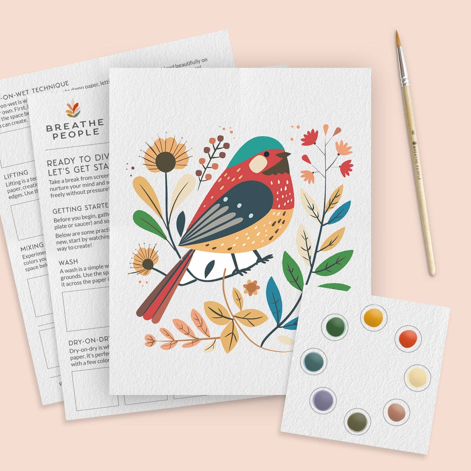 All-In-One Spring Bird Watercolor Paint Set