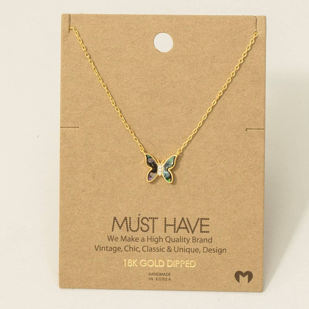 Gold Dipped Mini Butterfly Pendant Necklace
