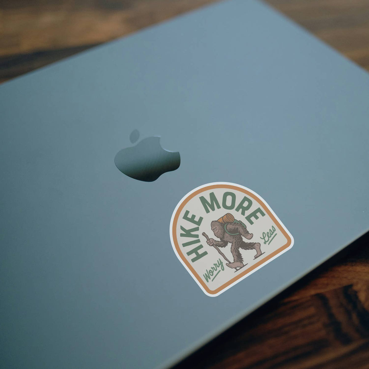Hike More Worry Less Bigfoot Sticker