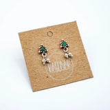 Silver Emerald Charm Stud