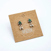 Silver Emerald Charm Stud