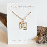 Arizona State Pressed Flower Necklace