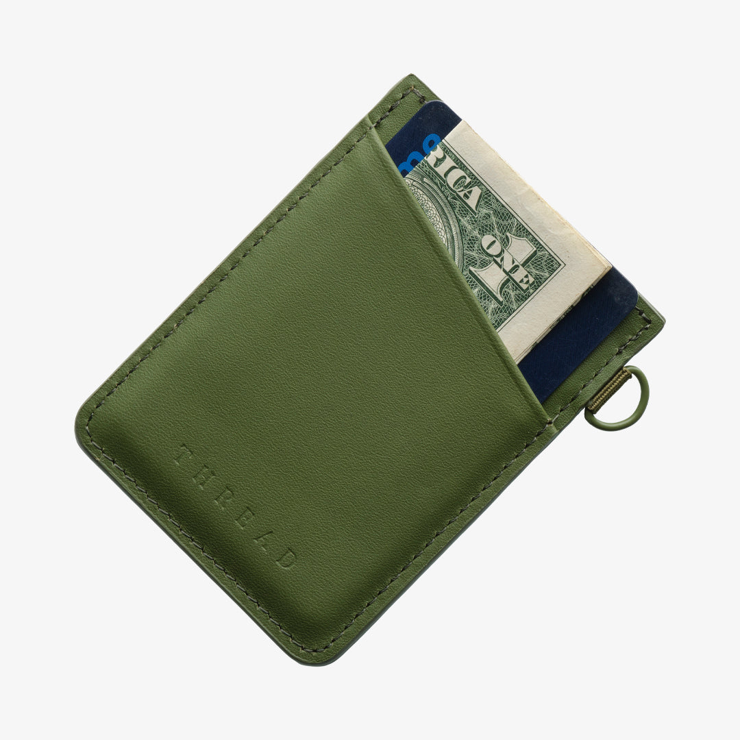 Thread Solid Color Vertical Leather Elastic Wallet