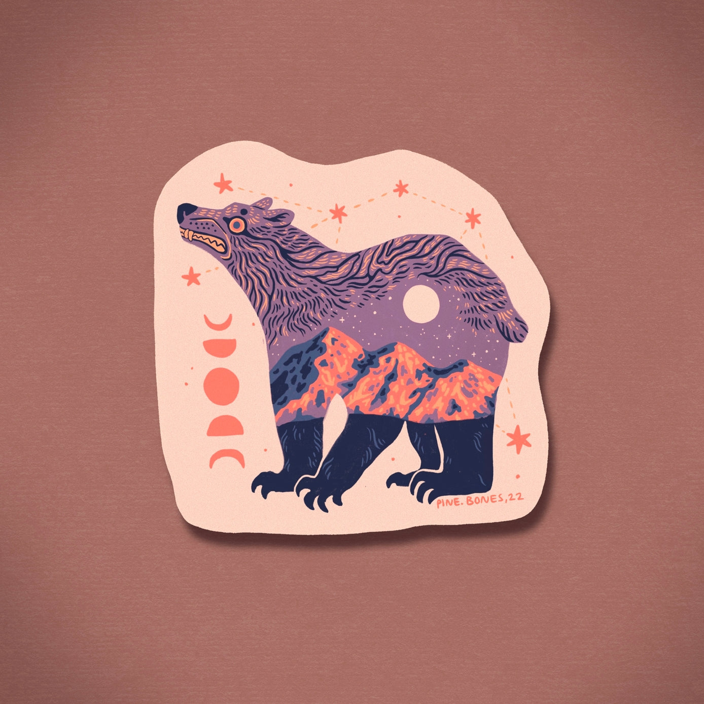 Alpine Glow Bear - Durable & Weatherproof Sticker