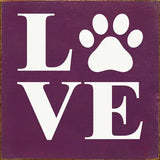 Love Paw Print Wood Sign