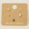 Star and Moon Stud Earrings Set