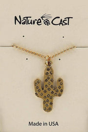 Gold Textured Saguaro Cactus Necklace