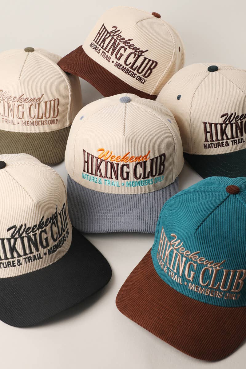 Hiking Club Embroidered Corduroy Trucker Hat