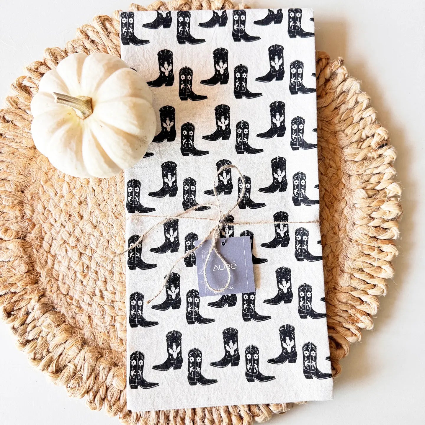 Cotton Western Boots Tea Towel