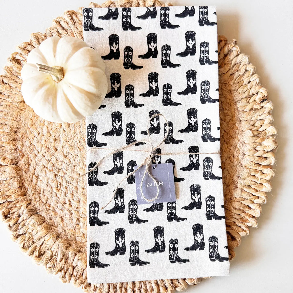 Cotton Western Boots Tea Towel