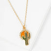 Sun Cactus Figure Pendant Chain Necklace