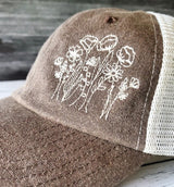 Wildflowers on Soft Pigment-Dyed Truckers Hat
