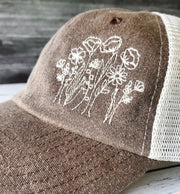 Wildflowers on Soft Pigment-Dyed Truckers Hat